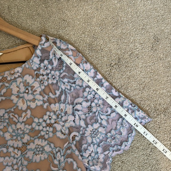 Diane Von Furstenberg Amal Lilac Lace Crystal Detail Drop Waist Dress Size P - Picture 12 of 14